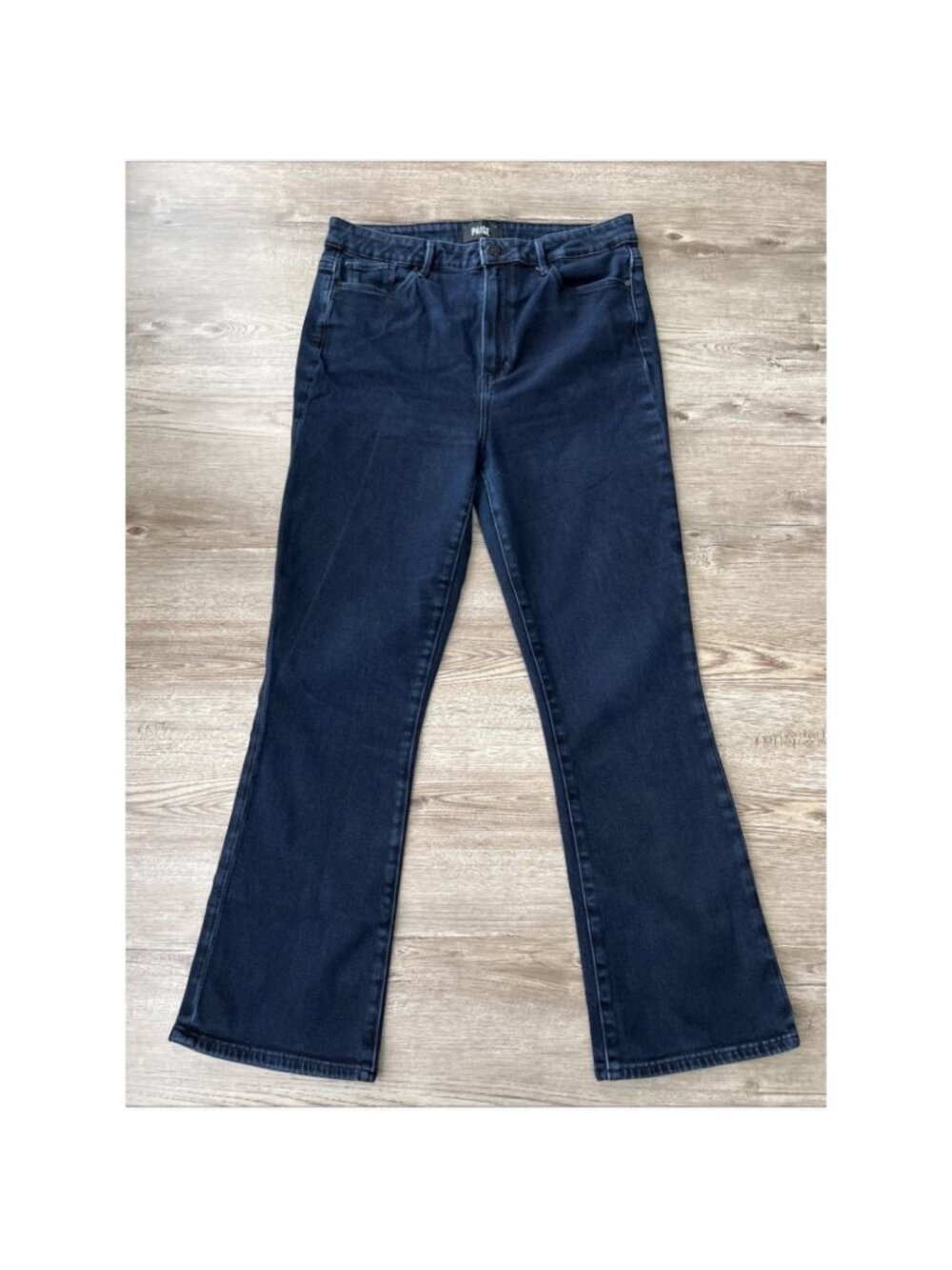 PAIGE Claudine High Rise Crop Flare Jeans Womens 31 Denali Dark Wash